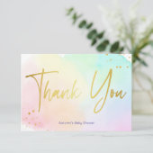 Pastell Regenbogen ombre Glitzer Babydusche Dankeskarte (Stehend Vorderseite)