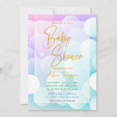 Pastell Regenbogen ombre Glitzer Babydusche Einladung (Vorderseite)