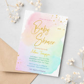 Pastell Regenbogen ombre Glitzer Babydusche Einladung