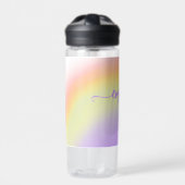 Pastell Regenbogen personalisierter Skriptname Trinkflasche (Vorderseite)