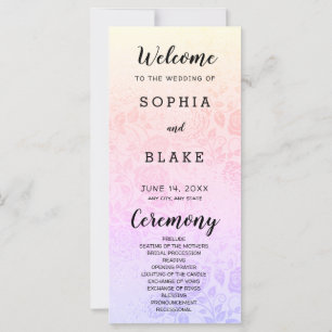 Pastell-Regenbogen-Rosen-Hochzeitsprogramm