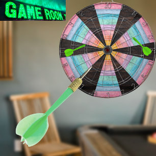 Pastell-Regenbogen-Rustikal-Holzfarb Dart Board Dartscheibe