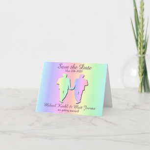 Pastell-Regenbogen-Save-the-Date-Notizkarte Schwul Einladung