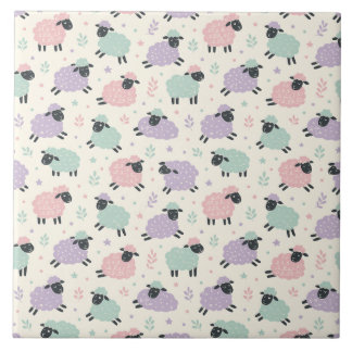 Pastell-Regenbogen-Schaf-Muster Fliese