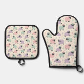 Pastell-Regenbogen-Schaf-Muster Ofenhandschuh & Topflappen-Set (Vorderseite)