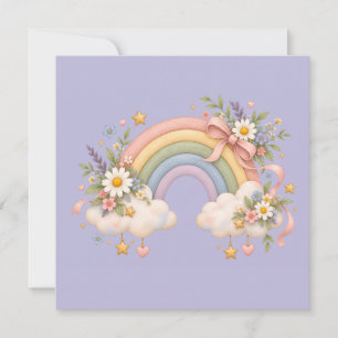 Pastell-Regenbogen-Schreibwaren Einladung