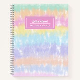 Pastell-Regenbogen-Streifen-Tie-Dye-Namens-Skizzen Notizblock