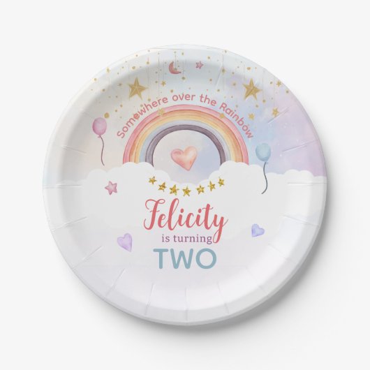 Pastell-Regenbogen-Tie-Dye-Birthday Pappteller (Vorderseite)