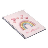 Pastell-Regenbogen und Herzen mit rosa individuell Notizblock (Rechte Seite)