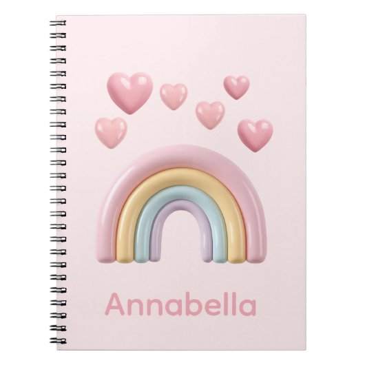 Pastell-Regenbogen und Herzen mit rosa individuell Notizblock (Vorderseite)