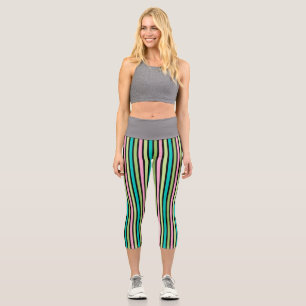 Pastell-Regenbogen Vertikale Linien Geometrisch Ro Capri Leggings