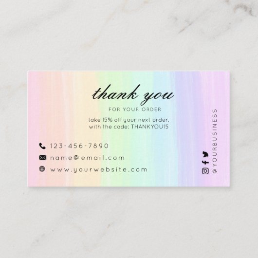 Pastell Regenbogen Visitenkarte (Rückseite)