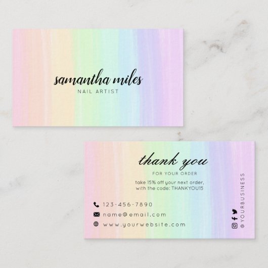 Pastell Regenbogen Visitenkarte (Vorne/Hinten)