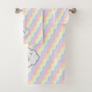 Pastell-Regenbogen-Wellen-Handtuch-Set Badhandtuch Set