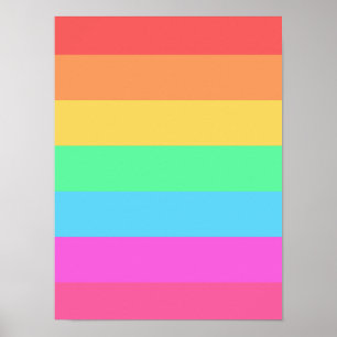 Pastell-Regenbogenfarben-Streifen-Design Poster