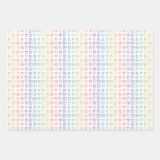 Pastell-Regenbogenfeder-gelbes Set von 3 Geschenkpapier Set (Vorderseite)
