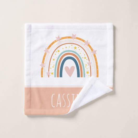 Pastell Regenbogenmädchen Badhandtuch Set (Waschlappen)