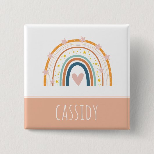 Pastell Regenbogenmädchen Button (Vorderseite)