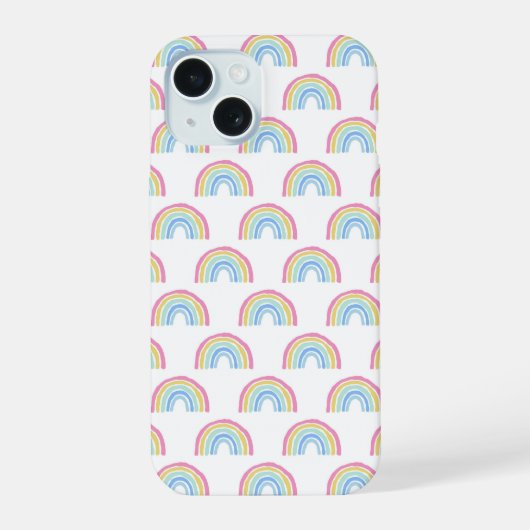 Pastell-Regenbogenmuster iPhone 15 Hülle (Rückseite)