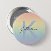 Pastell-Regenbogenverlauf-Monogramm Button (Vorne & Hinten)