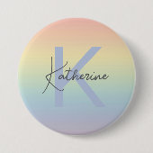 Pastell-Regenbogenverlauf-Monogramm Button (Vorderseite)