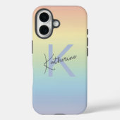 Pastell-Regenbogenverlauf-Monogramm Case-Mate iPhone Hülle (Rückseite)