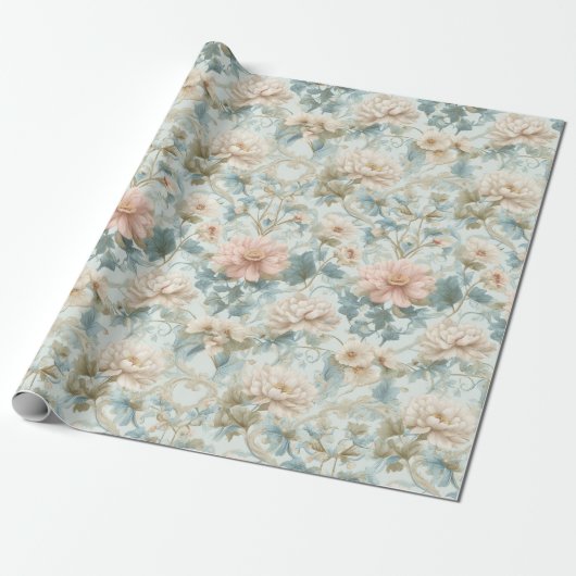 Pastell-Regency-Garten-Blumen Geschenkpapier (Ungerollt)