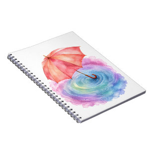Pastell-Regenschirm-Wasserfarbene Kunst Notizblock