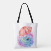 Pastell-Regenschirm-Wasserfarbene Kunst Tasche (Rückseite)