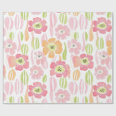 Pastell-Retro-Blumen (1) Geschenkpapier (Flach)