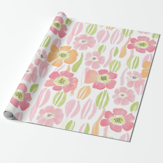 Pastell-Retro-Blumen (1) Geschenkpapier (Ungerollt)