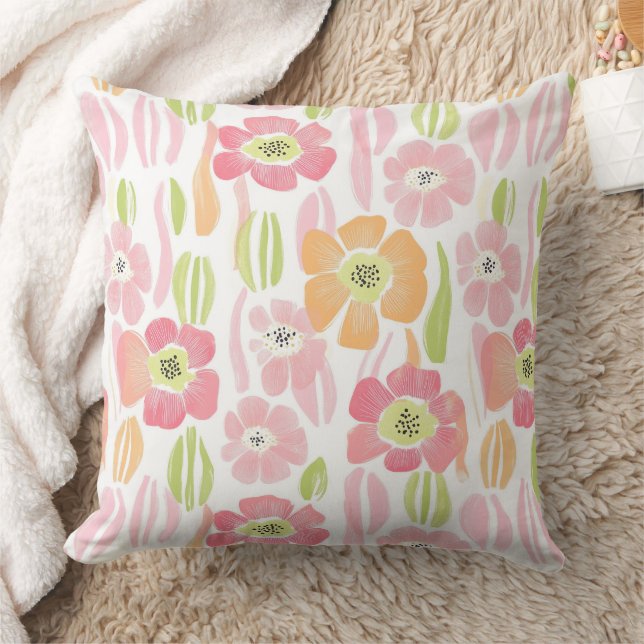 Pastell-Retro-Blumen (1) Kissen (Decke)