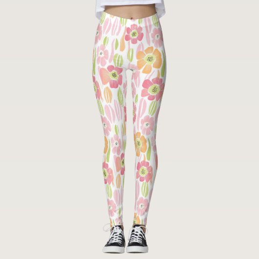 Pastell-Retro-Blumen (1) Leggings (Vorderseite)