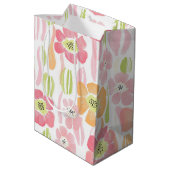 Pastell-Retro-Blumen (1) Mittlere Geschenktüte (Rückseite Schrägansicht)