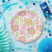 Pastell-Retro-Blumen (1) Pappteller (Party)