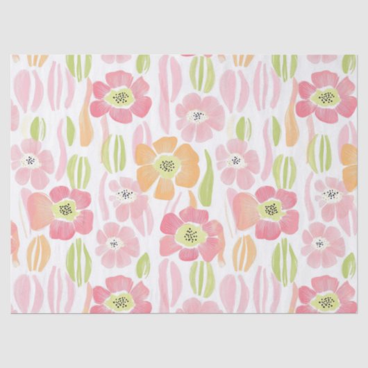 Pastell-Retro-Blumen (1) Seidenpapier (Vorderseite)