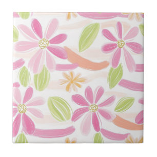 Pastell-Retro-Blumen (2) Fliese