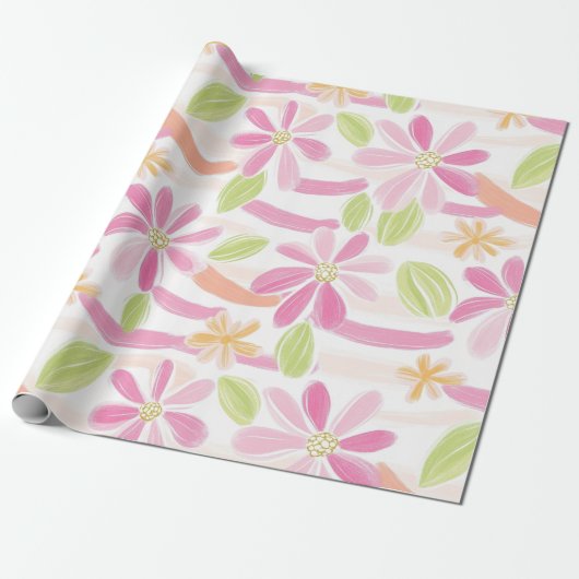Pastell-Retro-Blumen (2) Geschenkpapier (Ungerollt)