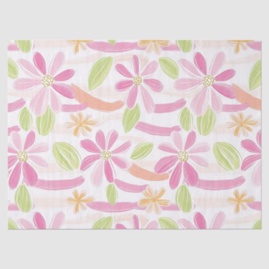Pastell-Retro-Blumen (2) Seidenpapier (Vorderseite)