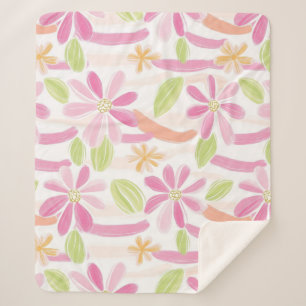Pastell-Retro-Blumen (2) Sherpadecke