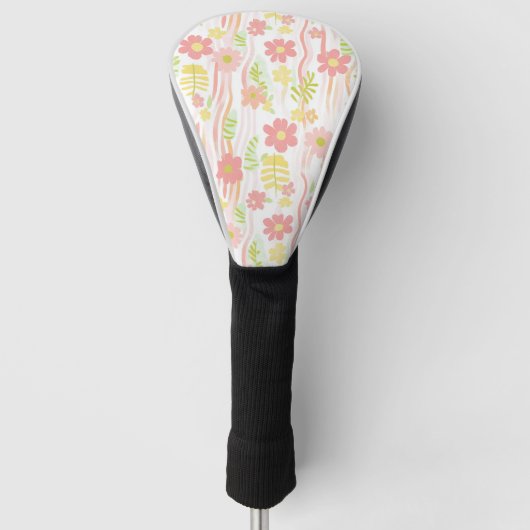 Pastell-Retro-Blumen (3) Golf Headcover (Vorderseite)