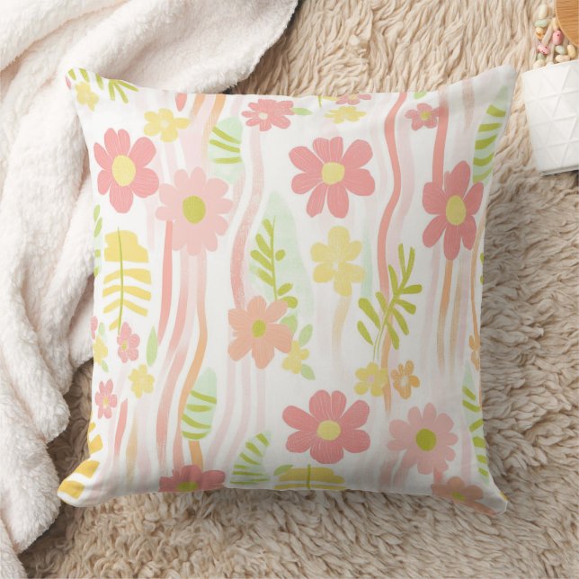Pastell-Retro-Blumen (3) Kissen (Decke)