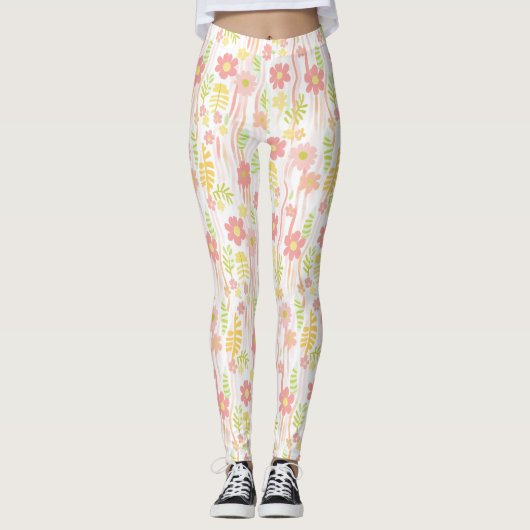 Pastell-Retro-Blumen (3) Leggings (Vorderseite)