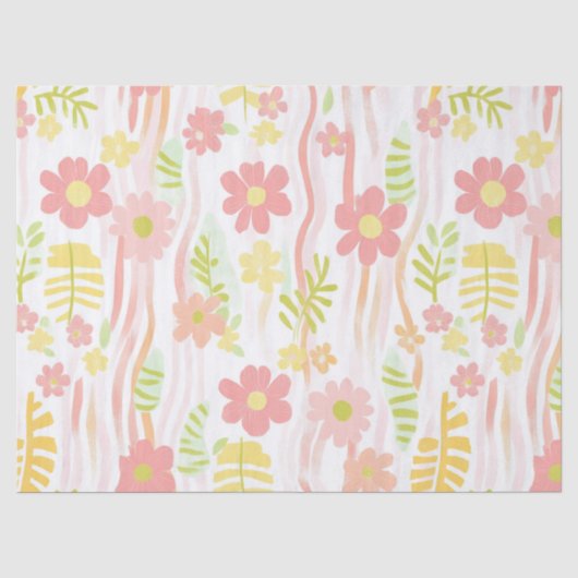 Pastell-Retro-Blumen (3) Seidenpapier (Vorderseite)