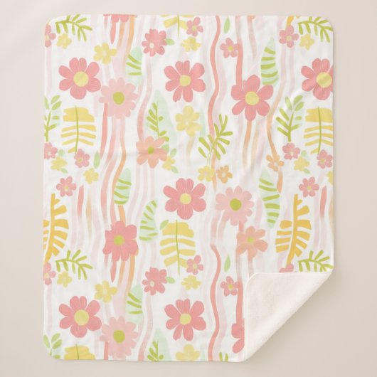 Pastell-Retro-Blumen (3) Sherpadecke (Vorderseite)