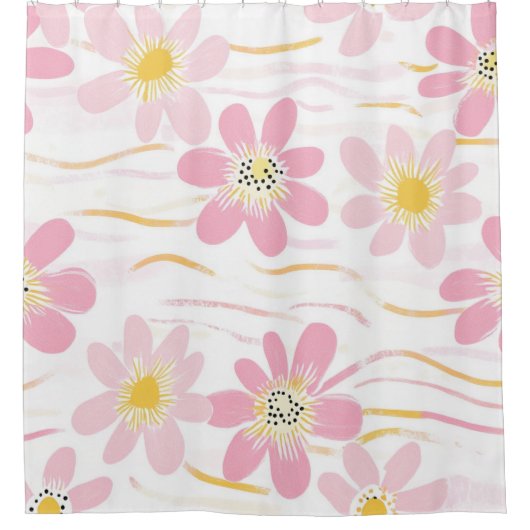 Pastell-Retro-Blumen (4) Duschvorhang (Vorderseite)
