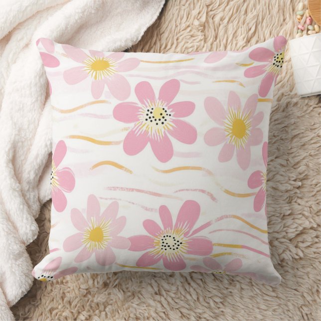 Pastell-Retro-Blumen (4) Kissen (Decke)