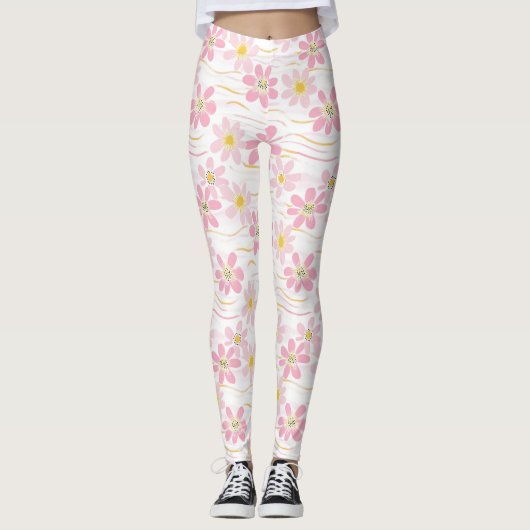Pastell-Retro-Blumen (4) Leggings (Vorderseite)