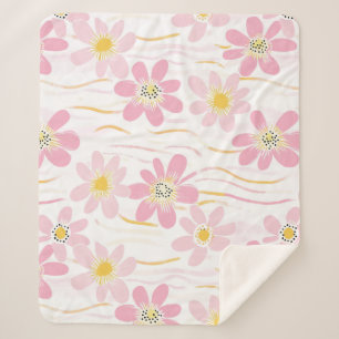 Pastell-Retro-Blumen (4) Sherpadecke