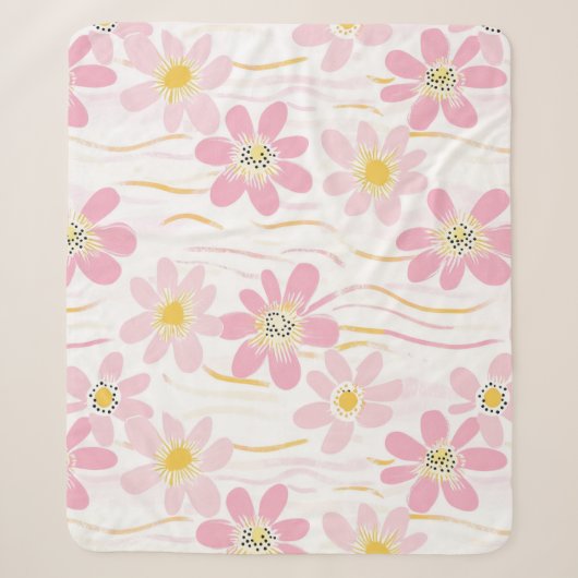 Pastell-Retro-Blumen (4) Sherpadecke (Vorderseite)